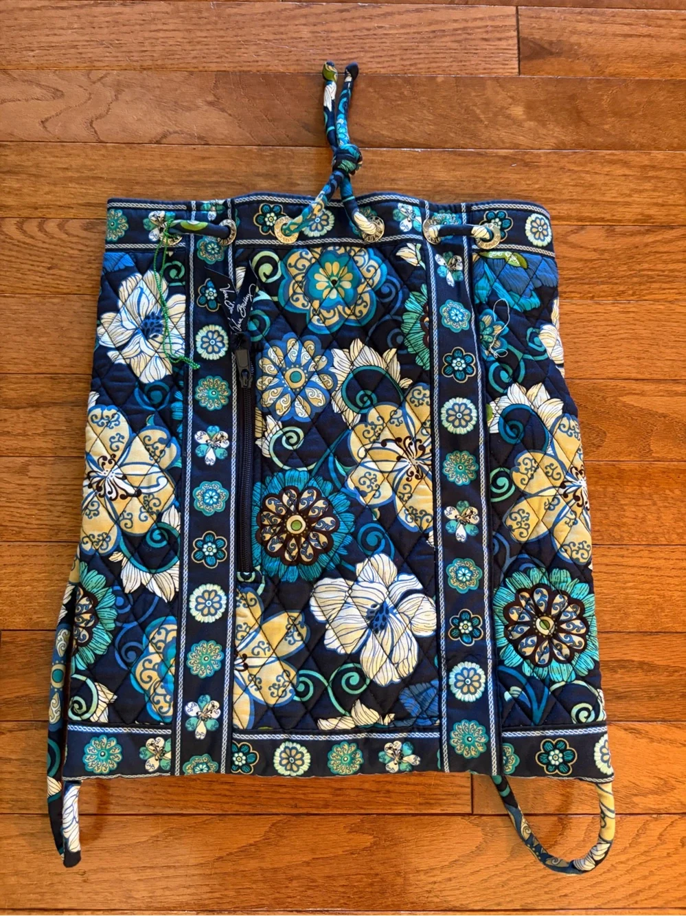 Vera Bradley Quilted Floral Drawstring Shoulder Bag - Navy Blue